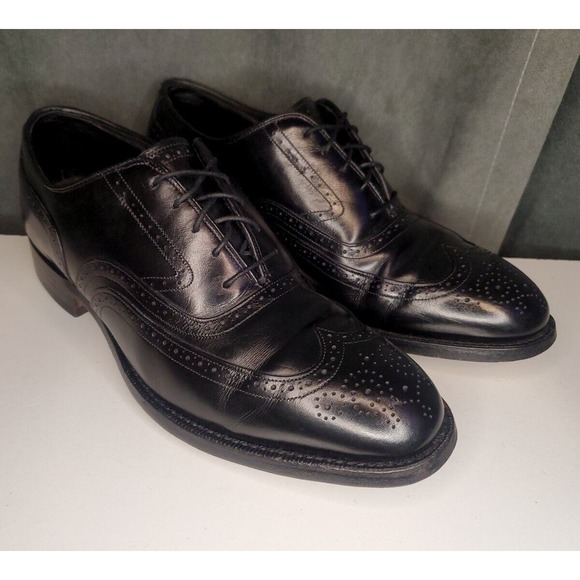 Johnston & Murphy Crown Aristocraft Black Wingtip Oxford Shoes US 9 E/C (WIDE) - Picture 10 of 11